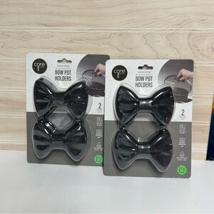 Black Bow Pot Holders